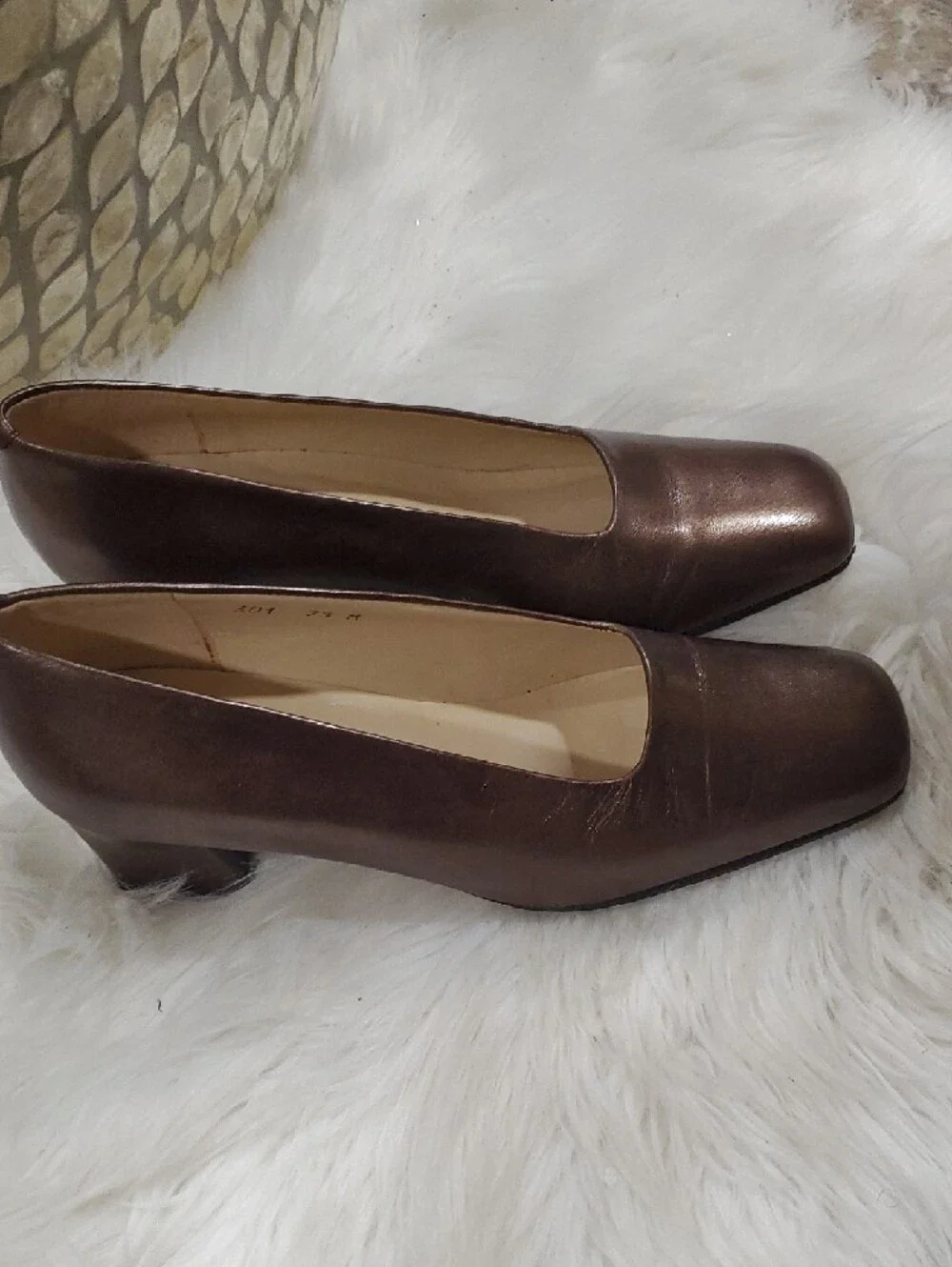 Enzo Angiolini Bronze Metallic Square-Toe Pump Shoes Size 7.5 - Picture 6 of 12